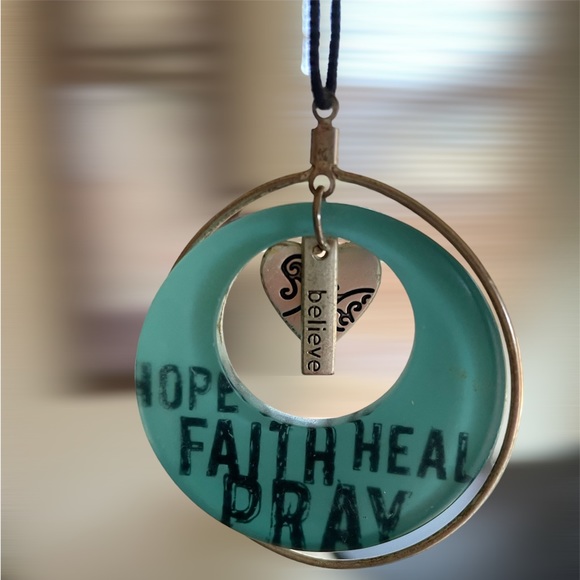 Black cord turquoise loops jewelry necklace - Picture 3 of 9